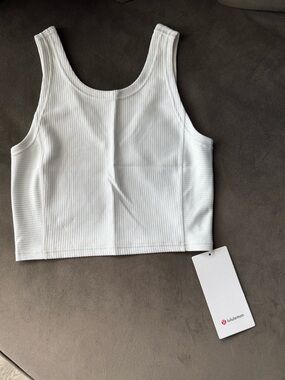 lululemon athletica White Ribbed Softstreme Cropped Tank